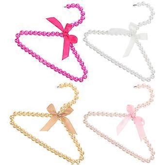 Plastic Pet Hanger with Pearl Design for Drying Clothes 4Pcs Assorted Colors