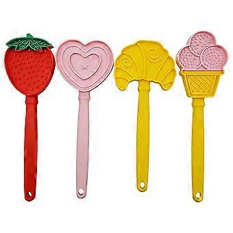 Food-Grade Silicone Cat and Dog Lick Stick Toy with Textured Strawberry, Heart, Croissant or Ice Cream Design