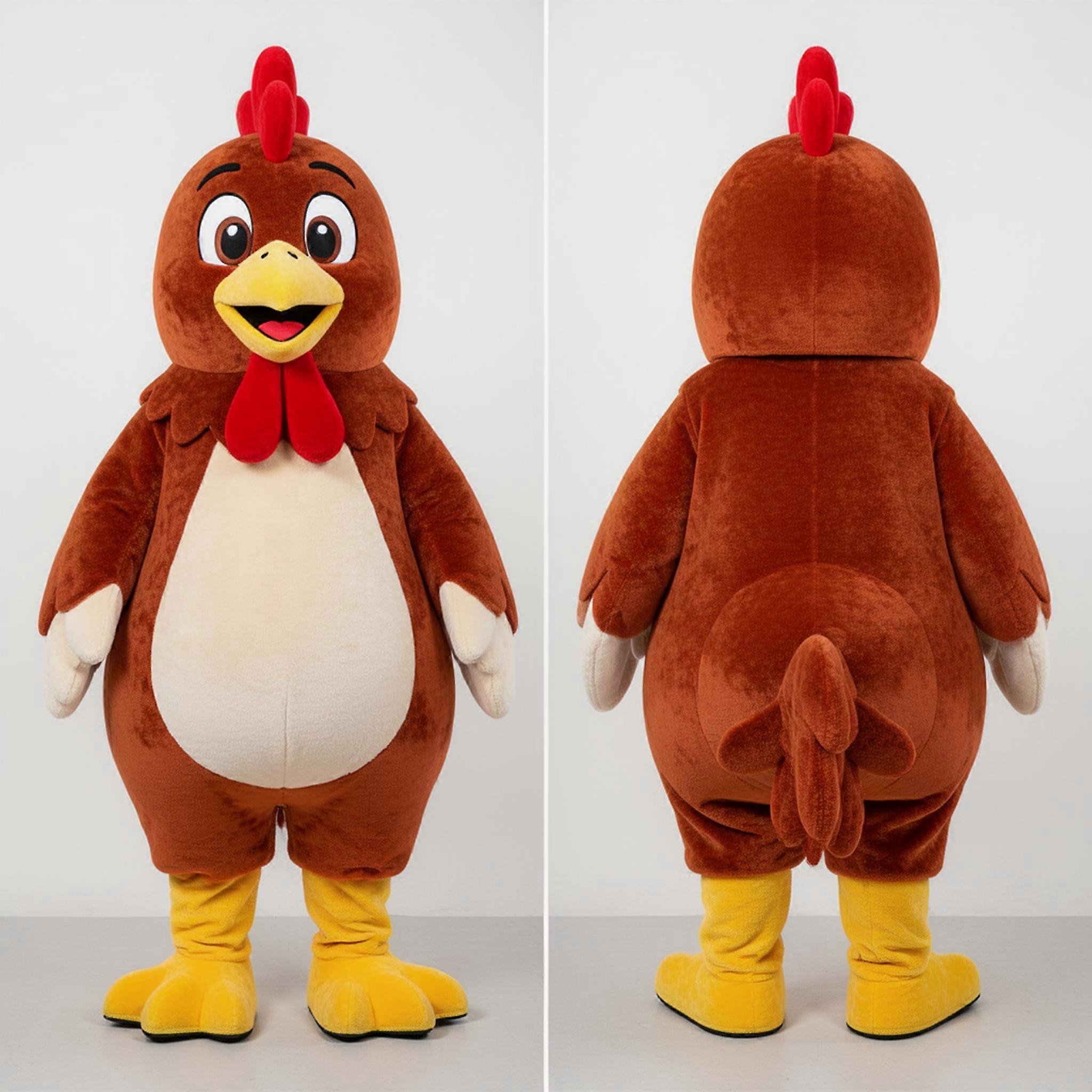 MASTICOT Rust Orange Fluffy Chicken Mascot
