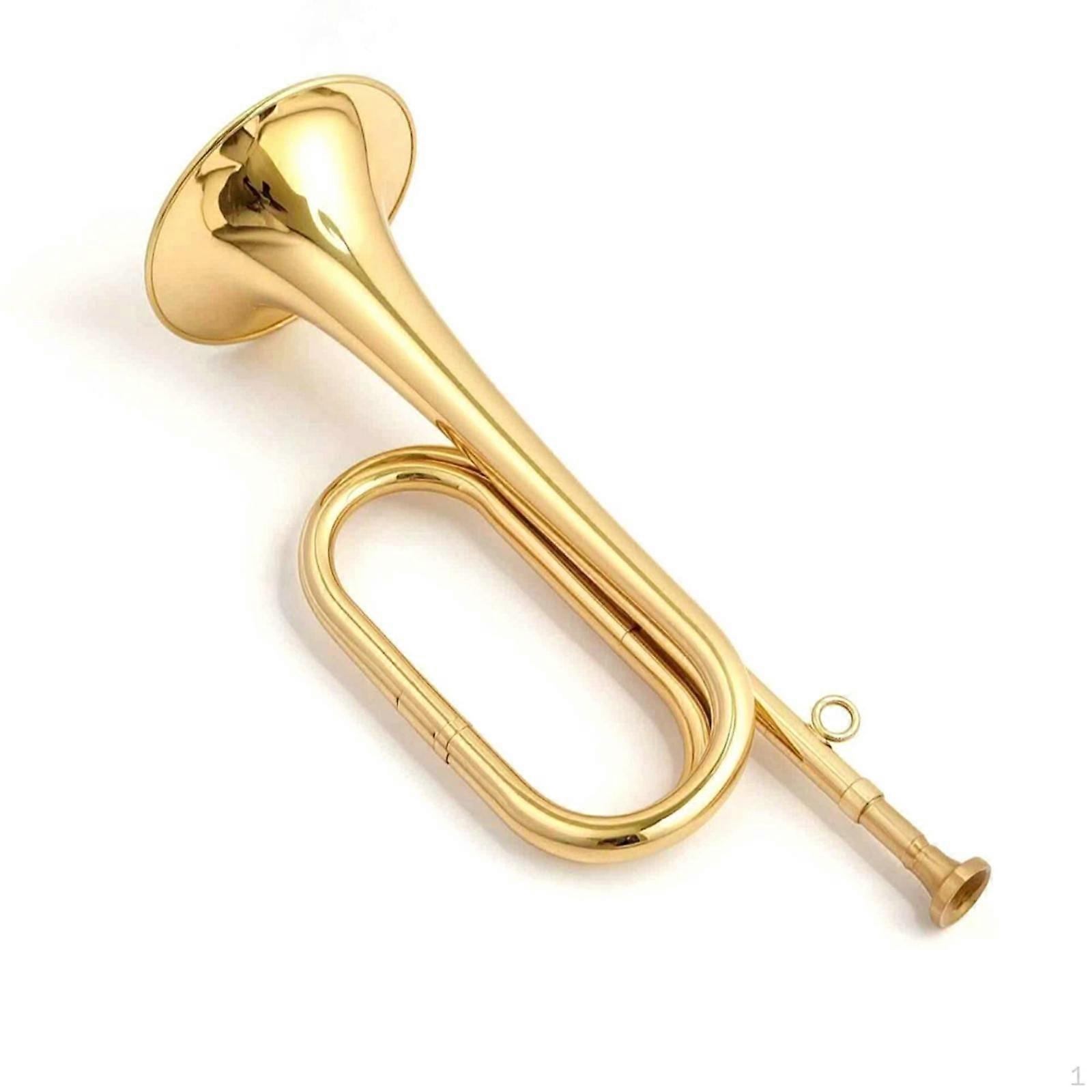 Brass Bugle with Finger Loop Polished Instrument Classic for Practice