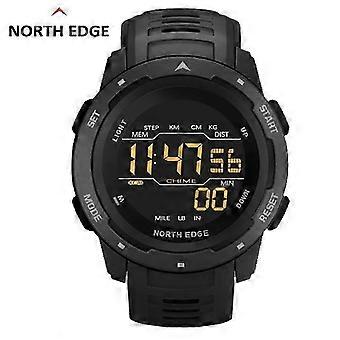 NORTH EDGE Mannen Digitaal Horloge Heren Sporthorloges Dual Time Stappenteller Wekker Waterdicht 50M Digitaal Horloge Militaire Klok
