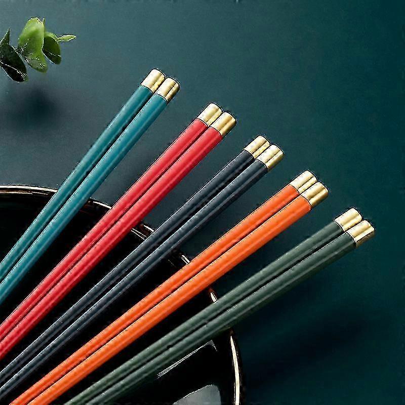 Red Yellow Alloy Chopsticks Five Pack