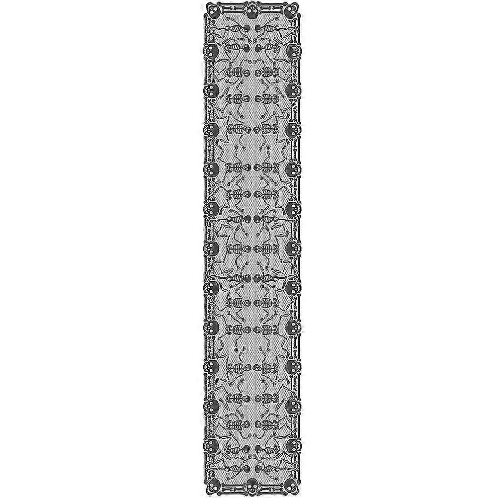Table Decoration Black Halloween Fireplace Cloth Skull Pattern