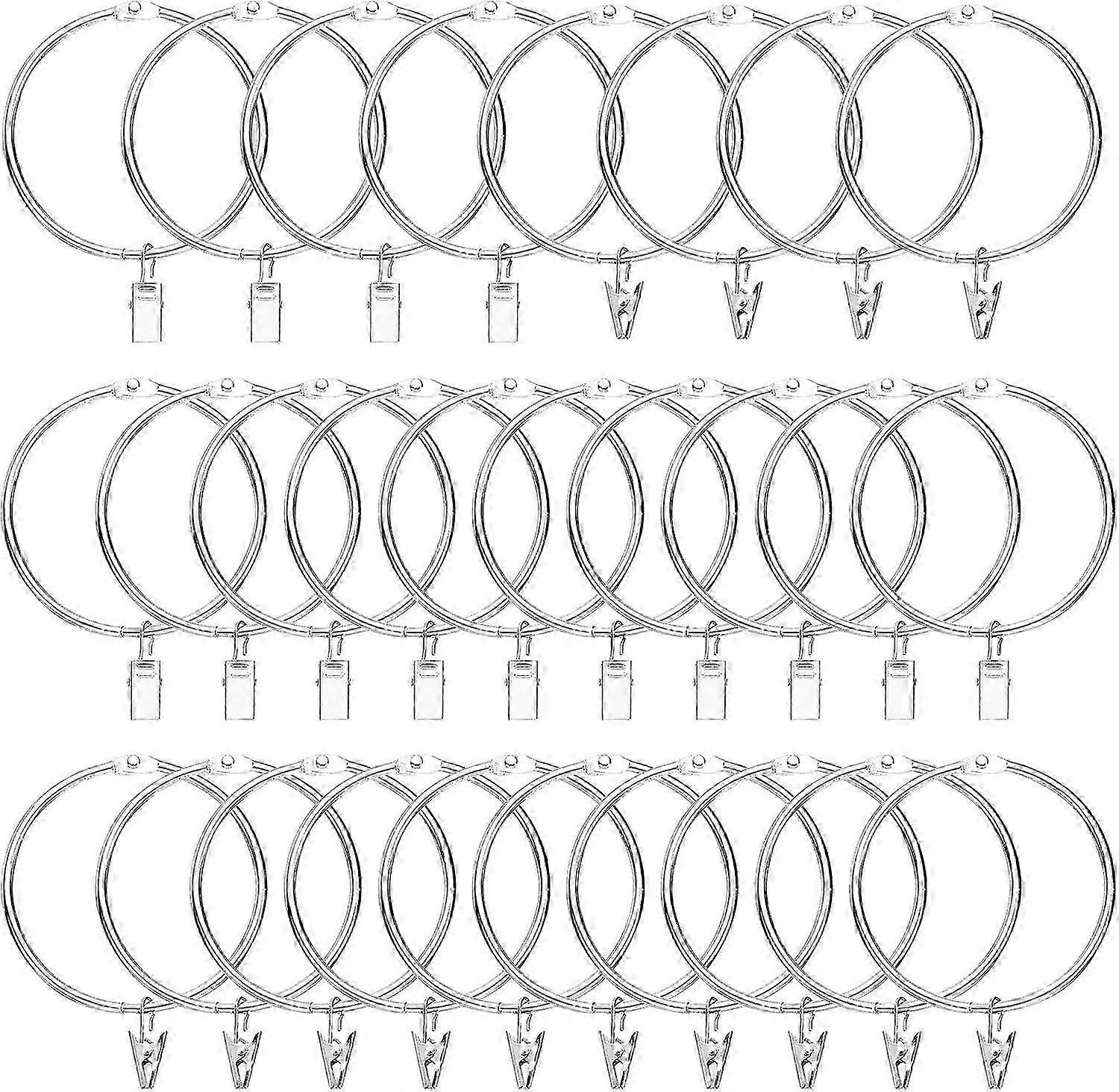 28 Pack Curtain Rings with Clips, 3" Interior Diameter
