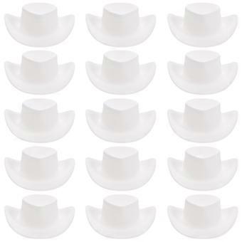 Mini Cowboy Hats Plastic Hat Set for Pretend Play 20Pcs White