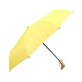 Duck Handle Folding Travel Umbrella with Ergonomic Wooden Grip and Durable Fiberglass Frame