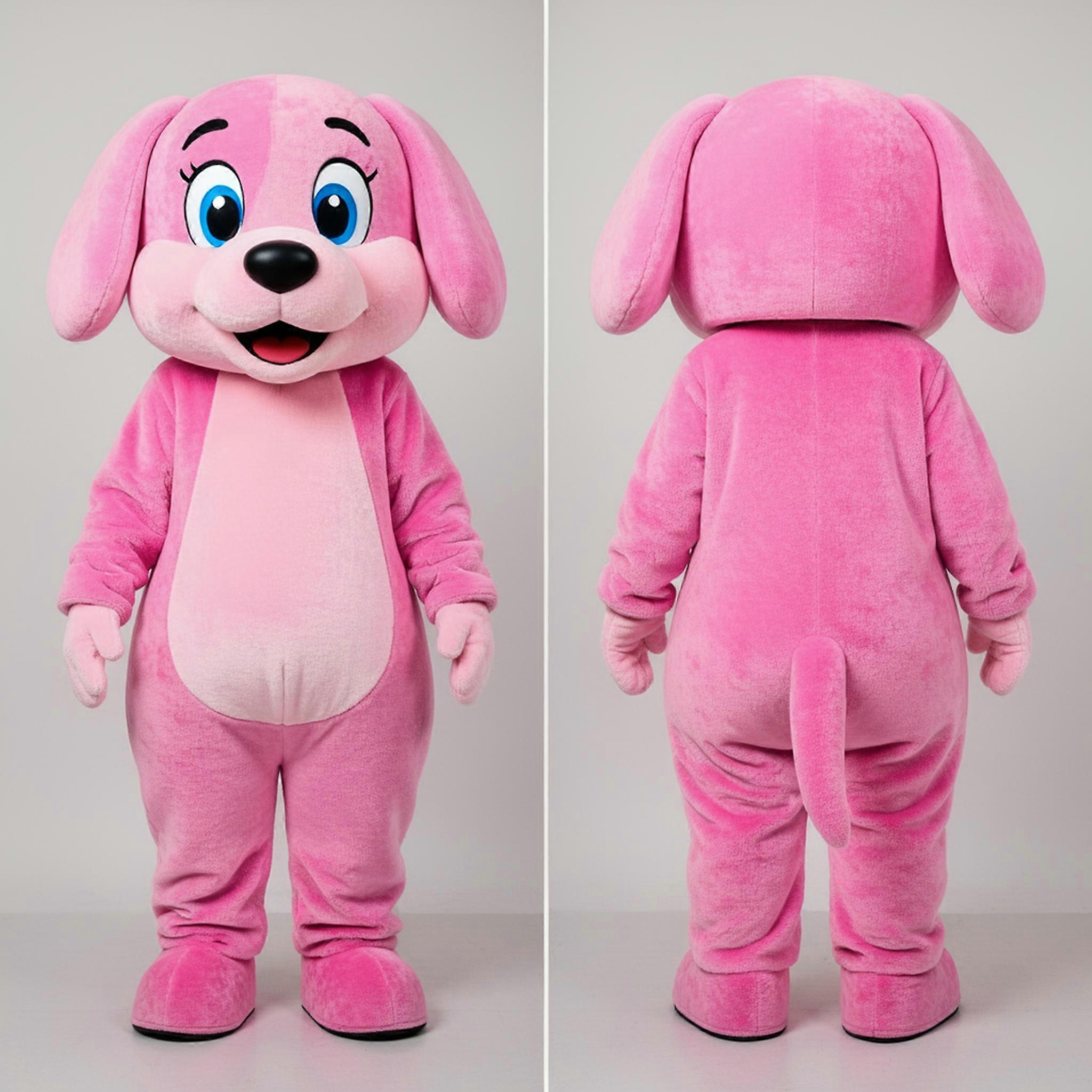 MASTICOT Pink Fluffy Playful Dog Mascot