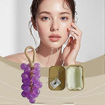 2 Pack Lavender Round Grape Soap Set, Handmade Transparent Gem Grape Bunch Soap for Mild Cleansing and Moisturizing Hand Care