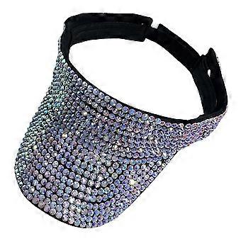 Crystal Sequin Bling Rhinestone Visor Sun Hat Adjustable Black colorful@ff