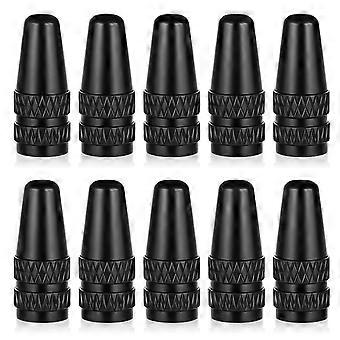10 stuks zwarte fietsventieldoppen van aluminium, 17 x 6 mm