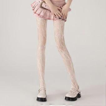 New Y2k French Lace Pantyhose Breathable High-waisted Black Stockings Elastic Ultra-thin Footed Stockings Forr Girl Women