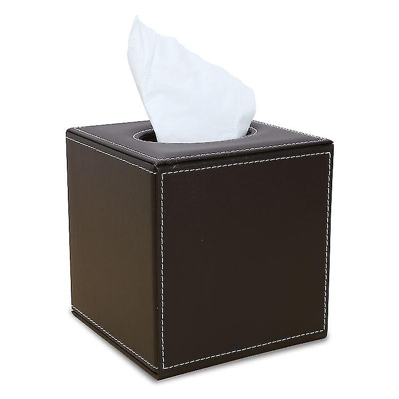 Pu Leather Tissue Box, Square Tissue Dispenser, Brown
