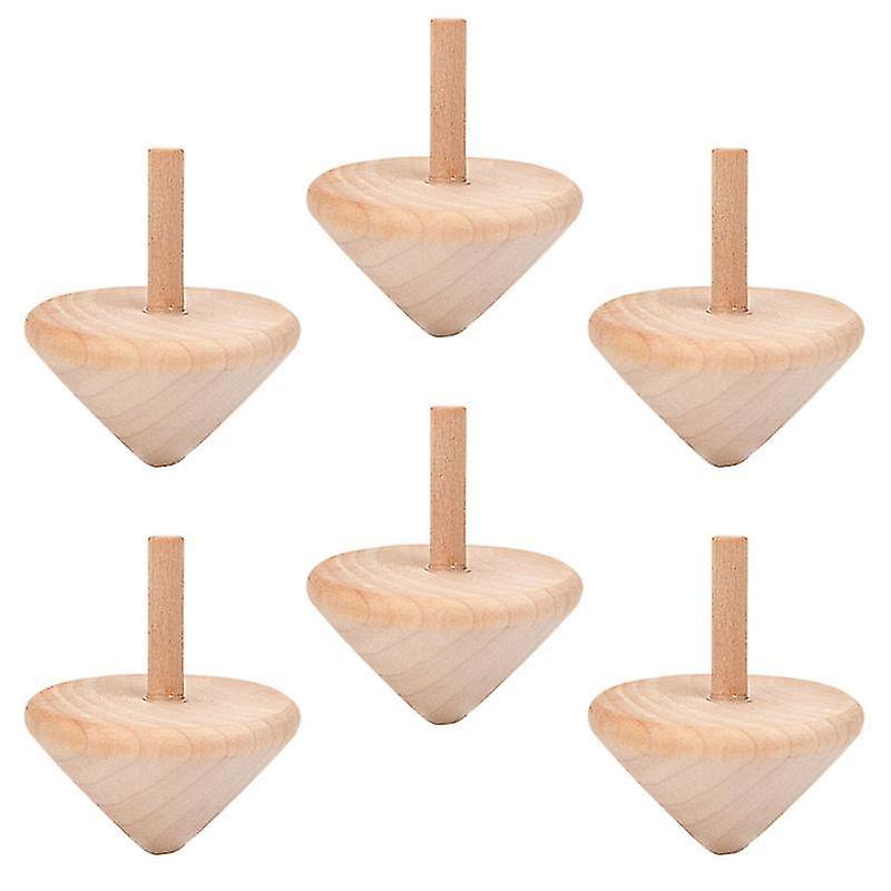 6X4.5x4.5cm Log Color 6pcs Spinning Tops 6pcs Hand-painted Rotated Gyro Creative Gyro Toys Diy Woode