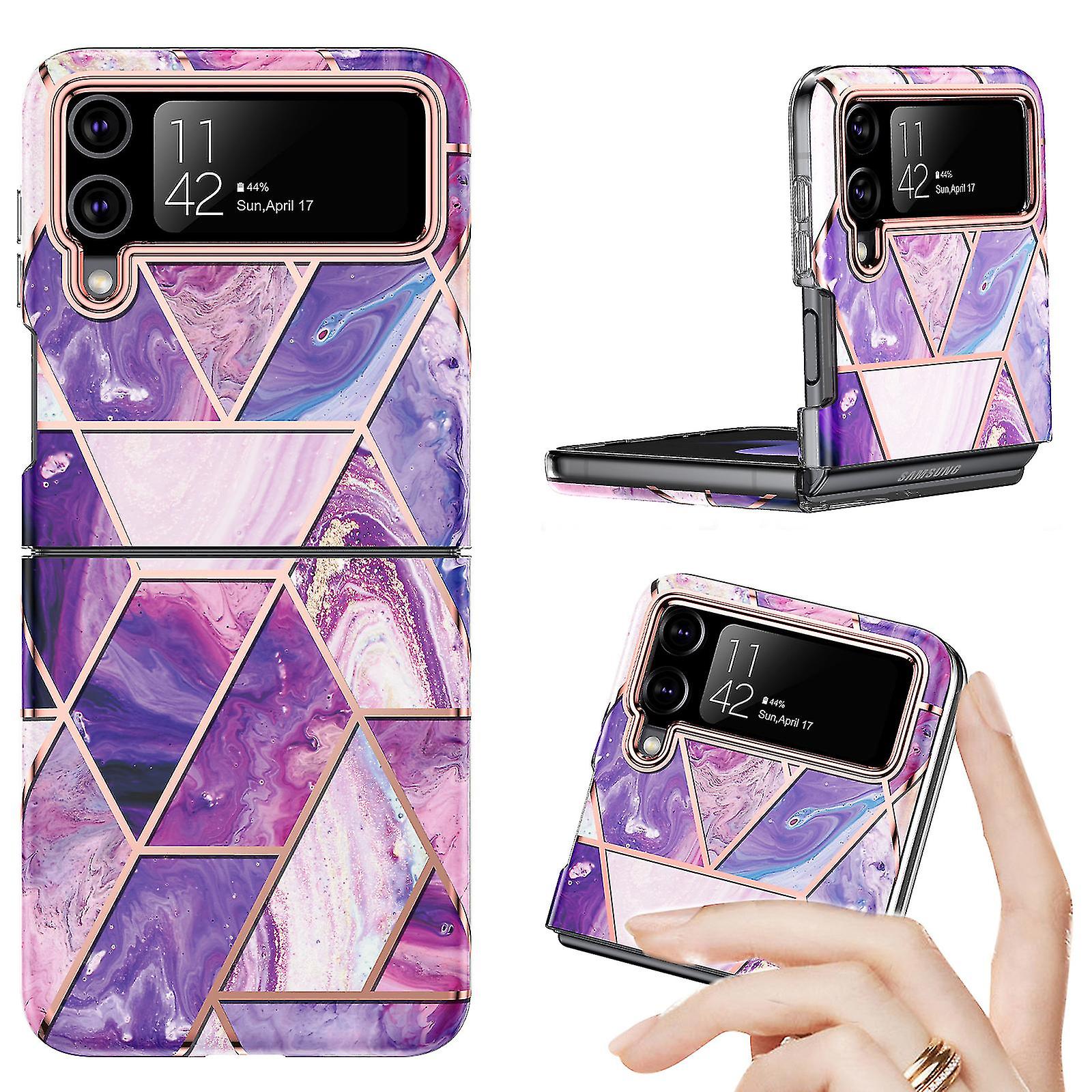 Marble Pattern Case Compatible With Samsung Galaxy Z Flip 4, Plating Soft Tpu Shockproof Protective Cover