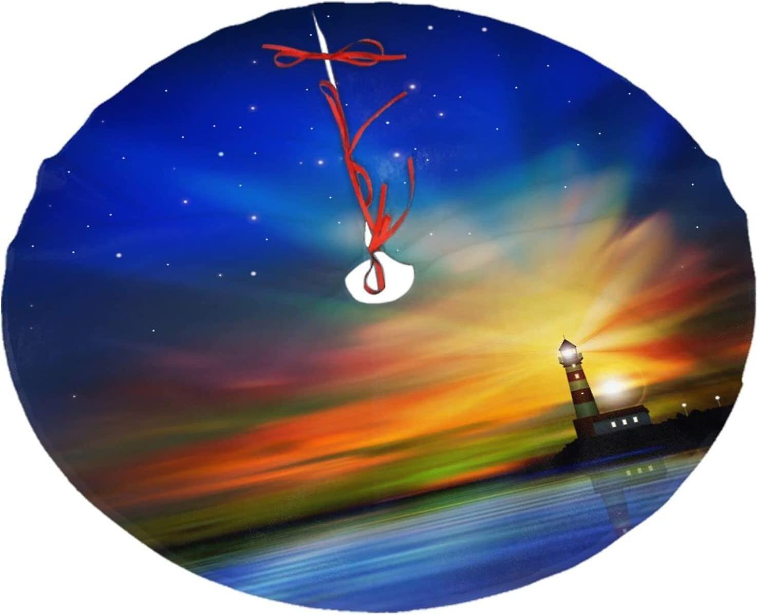 Christmas Tree Skirt Lighthouse Christmas Decoration Plush Tree Skirt