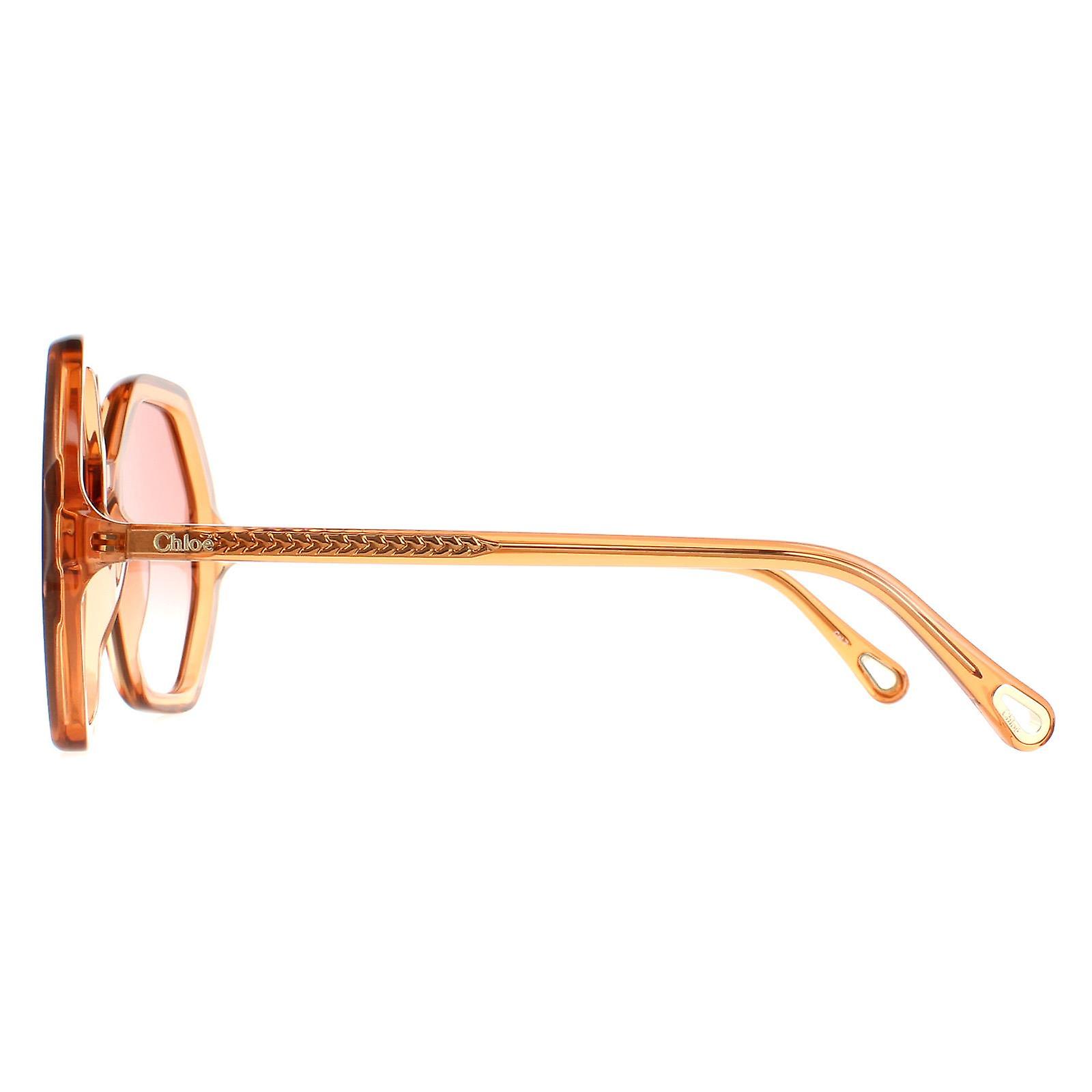 ໒꒱ Chloe Sunglasses CH0008S Esther 001 Orange Crystal Pink