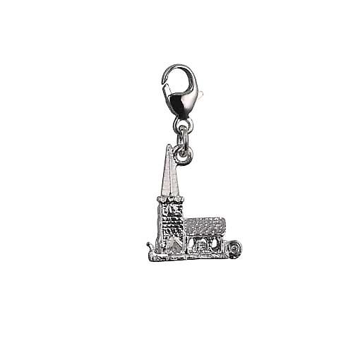Silver 15x9mm moveable Chapel with a tiny Bible inside Charm on a lobster trigger