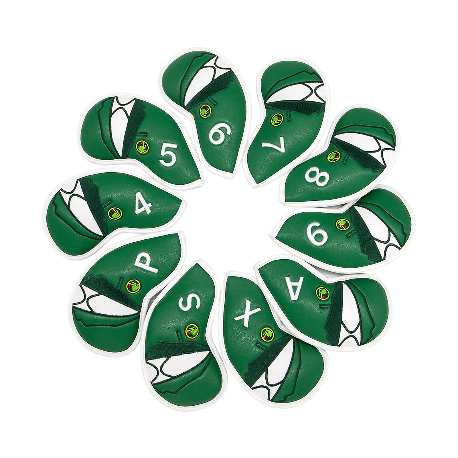 Leather Golf Iron Head Covers Set Headcovers Protector Accessories Green 2