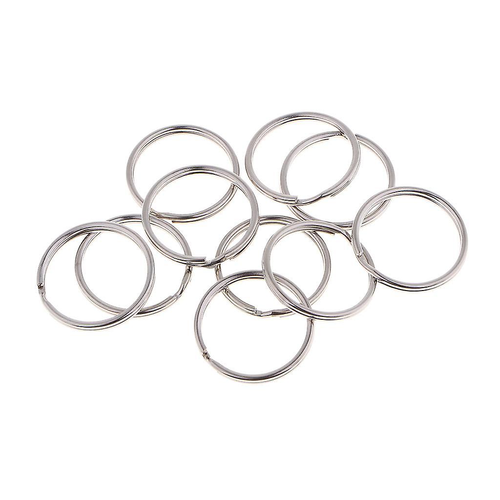 10pcs Split Ring Flat Surface Key Rings Double Loop Keychain Metal Plating
