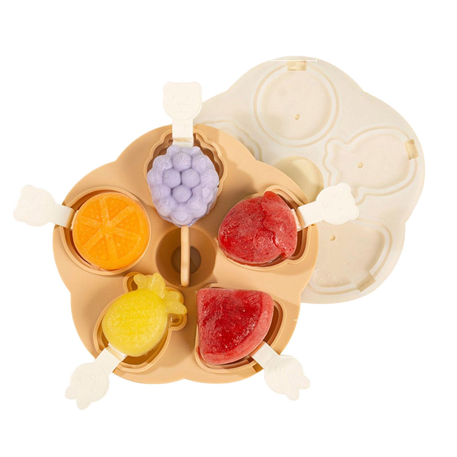 5 Grid Diy Ice Popsicle Bar Silicone Mould With Removable Lids Easy To Clean Stencil For Summer Home Kitchen Supplies
