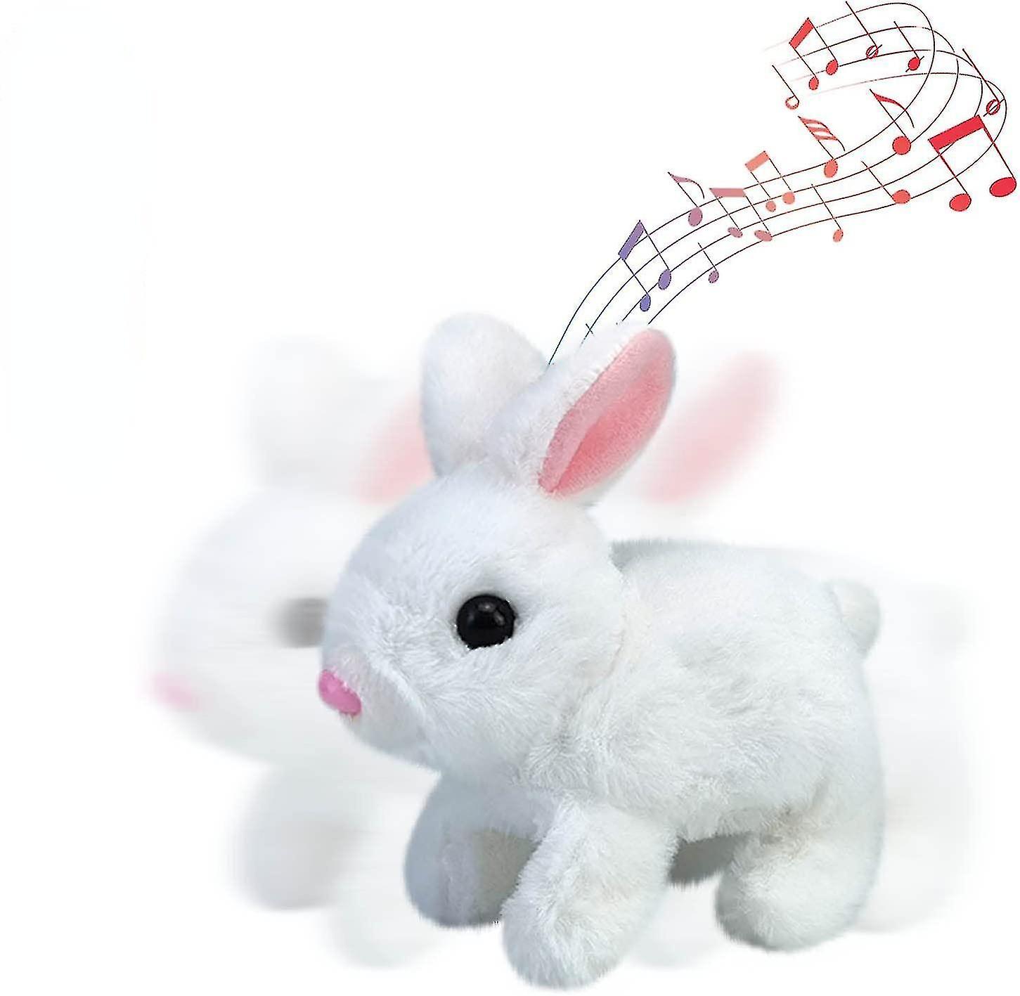 Electronic Plush Rabbit Toy, Easter Bunny Interactive Toy, Playful Bunny Hops Around Makes Sounds Wi