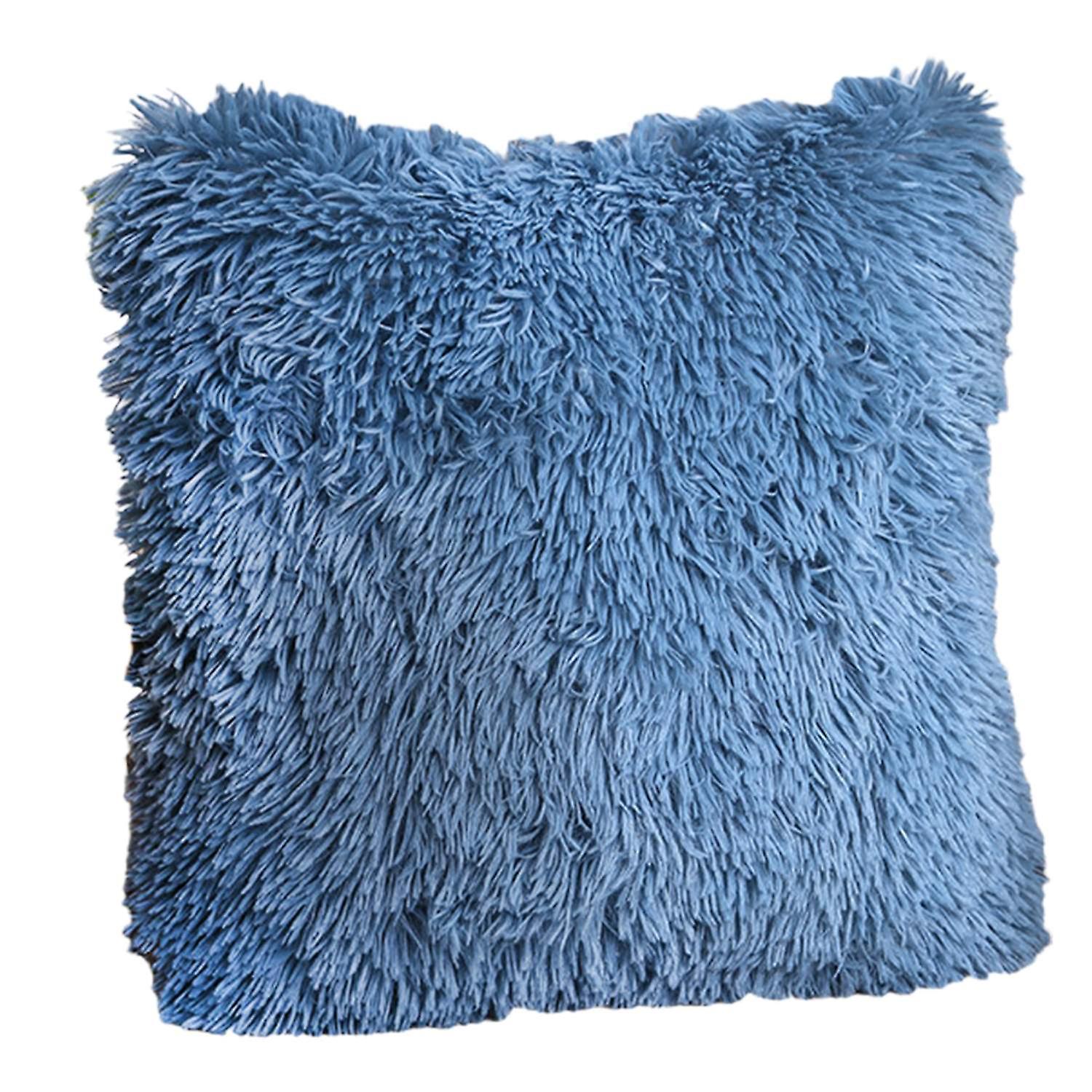ZHOUBA Cushion Cover Fluffy Widely Applied Square Shaped Decorative Plush Sofa Pillowcases for Couch