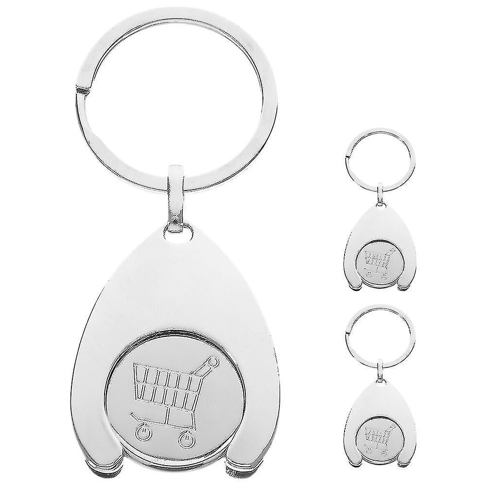 3pcs Shopping Trolley Tokens Key Ring Metal Token Coin Keyring Coin Keychain For Grocery Shopping Cart