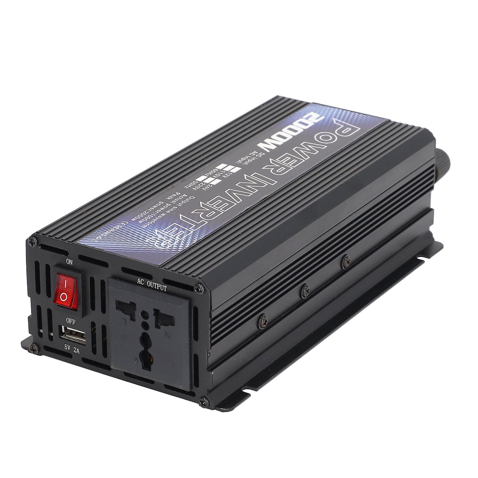 Car Power Inverter Solar Power Universal Aluminum Alloy Low Noise Modified Sine Wave Inverter for Multipurpose Charging 2000W