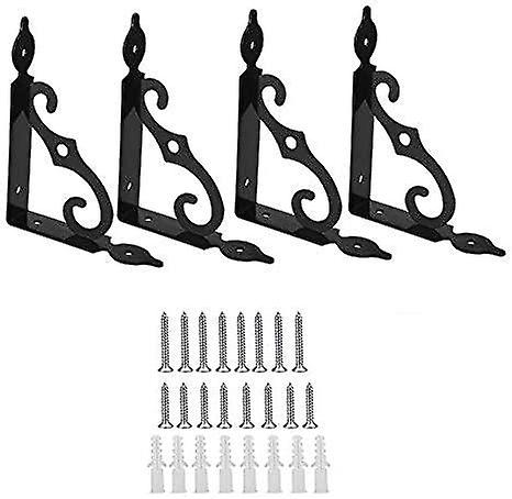 4 Piece Shelf Brackets Set Cast Iron Shelf Brackets Rust Prevention Heavy Duty Brackets Wall Bracket