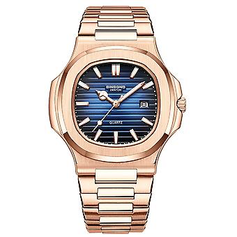 BINBOND B1885 Quartz Watch Rose Gold-Blue