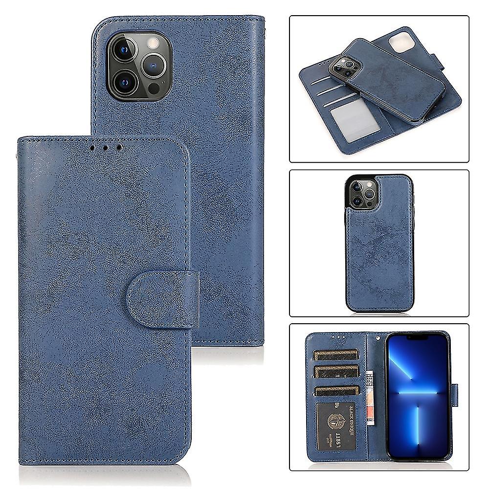 Retro 2 In 1 Tpu+pu Case For Iphone 13 Pro Max Dark Blue
