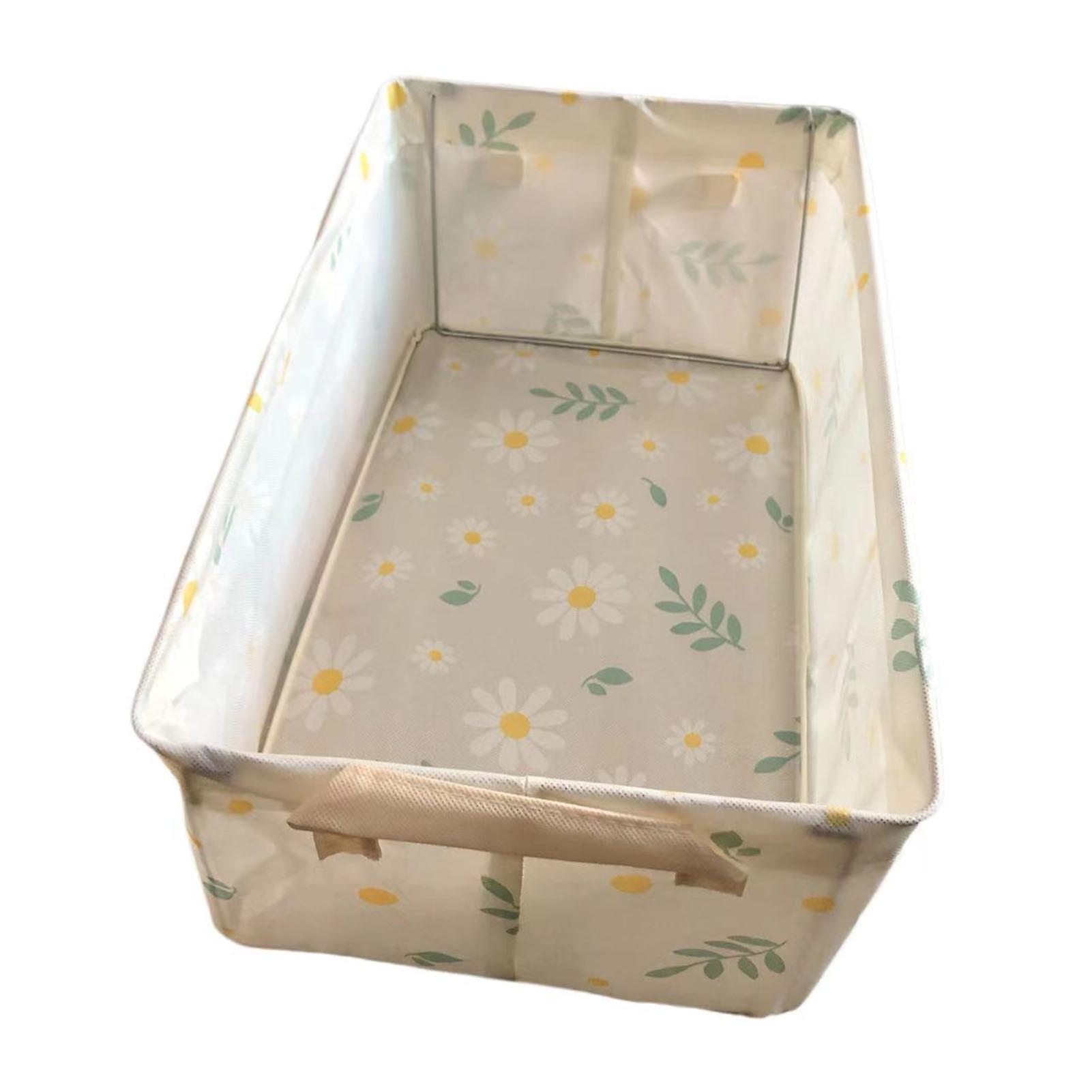 Daisies Pattern Pants Storage Box Large Capacity Stackable Storage Case for Bedroom