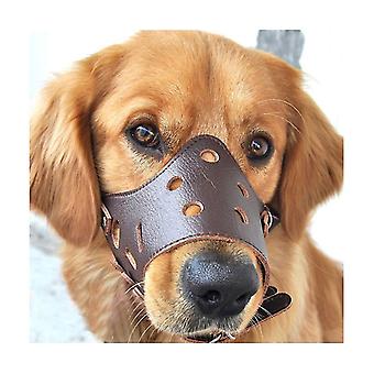 Dog Leather Anti Bark Muzzle til store mellemstore små hunde M