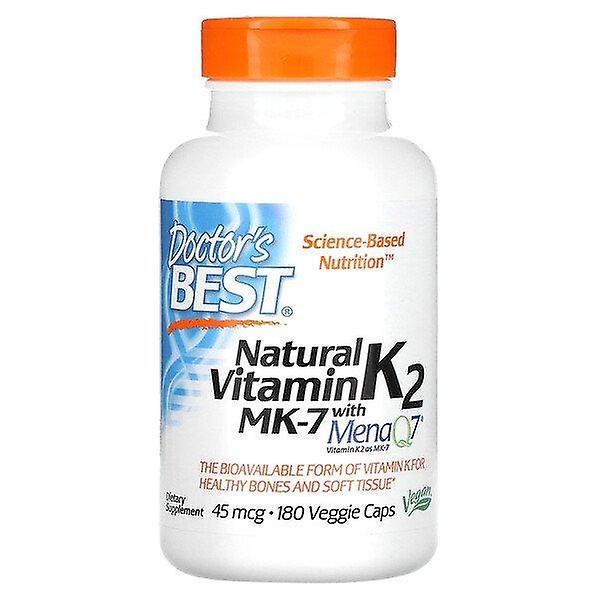 Doctor's Best, Natural Vitamin K2 MK-7 with MenaQ7, 45 mcg, 180 Veggie Caps