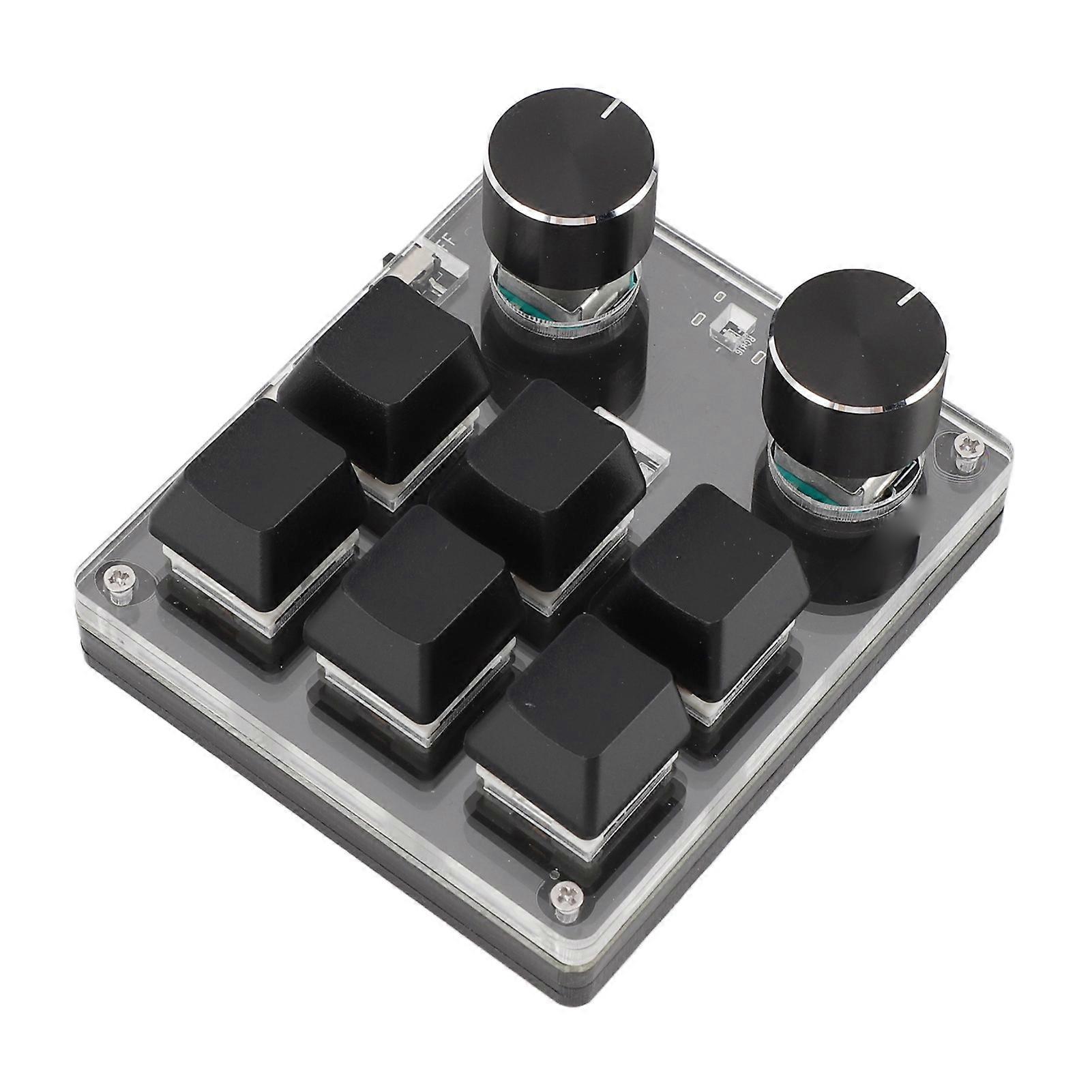 USB Mini 6 Key Keypad with 2 Knob Red Switch Programmable Custom Mini Macro One Handed Keypad for Game