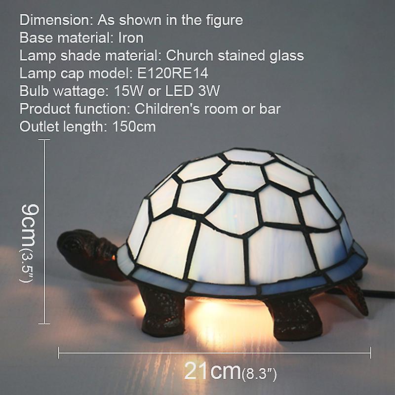 Redkid Modern Tiffany Table Lamp Led Stained Glass Creative Fashion Tortoise Decor Desk Light For Ho