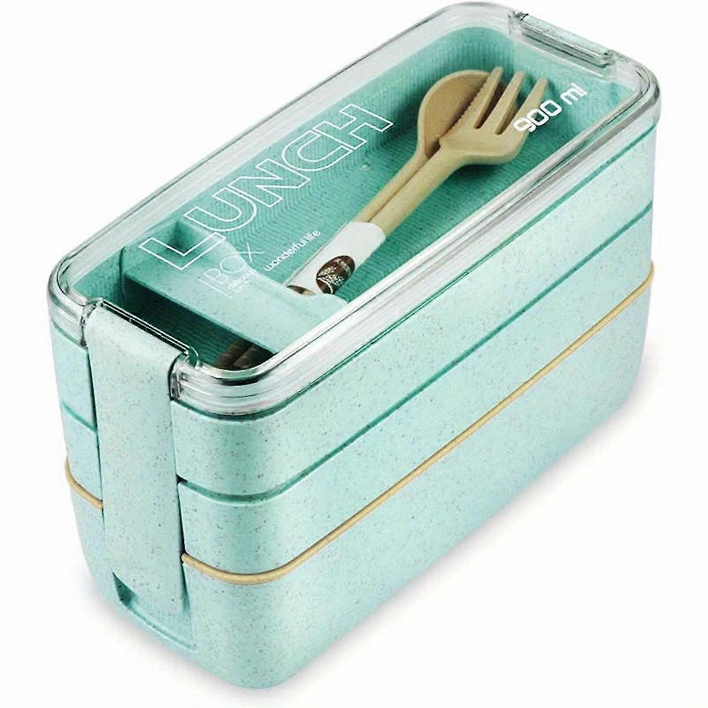 3-in-1 Leak-Proof Bento Box Set - Complete with Dividers & Utensils - Durable, Easy-Clean, Microwave & Dishwasher Safe for School, Travel, Snacks - Po