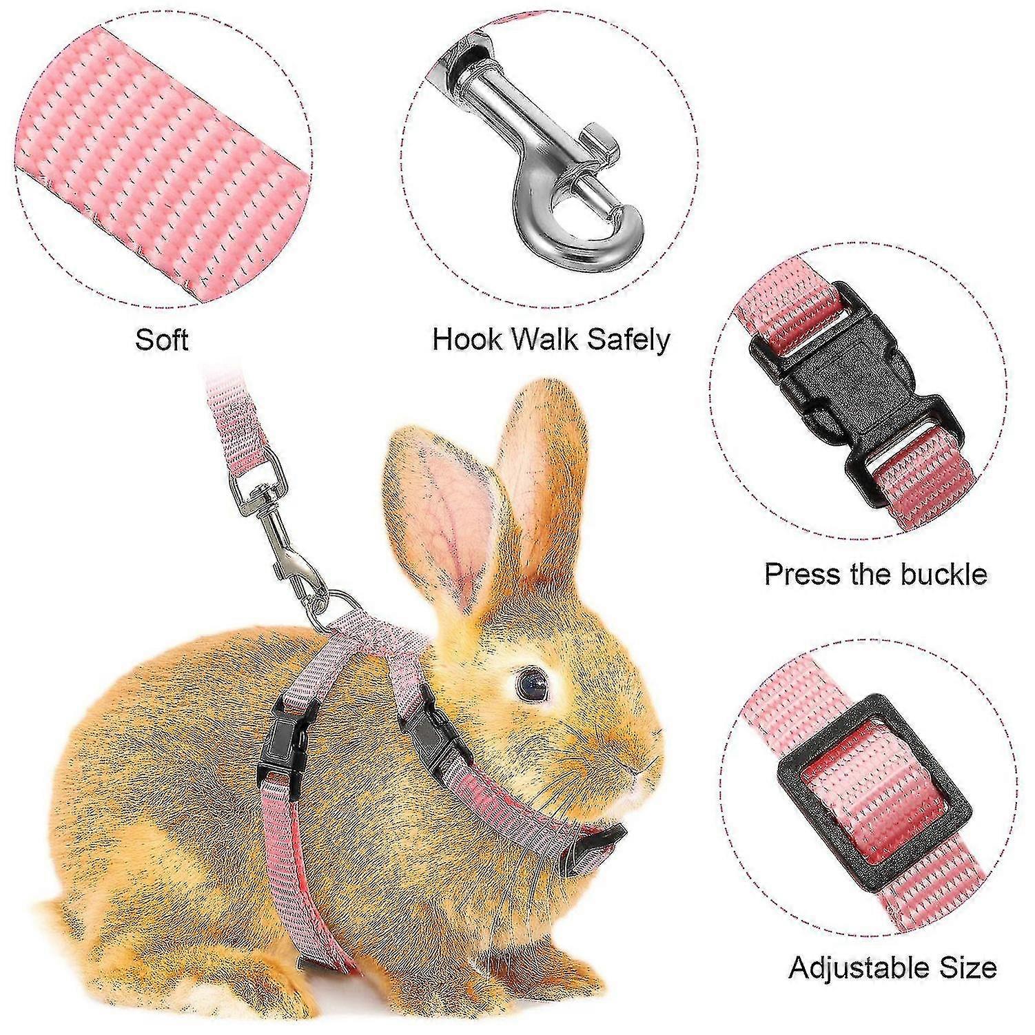 Adjustable Rabbit Harness Leash Bunny Harness Leash, Harness Leash For Pet Safety Walk Running Jogging, Pet Harness Leash For Bunny Cat Puppy Kitten F