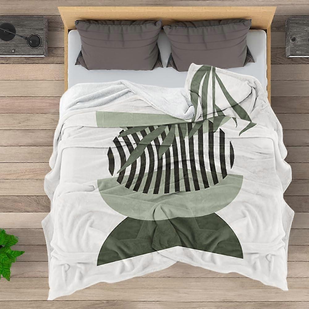 مجردة الحديثة رمي بطانية حكيم أخضر الحد الأدنى منتصف القرن شمس بوهو يترك الجمالية لينة السرير الدافئ الفراش النساء بطانيات لأريكة غرفة نوم أريكة 