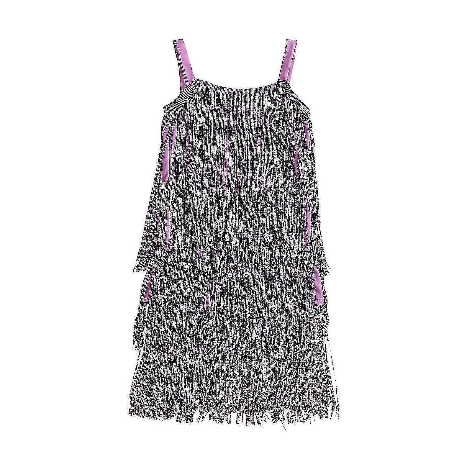 Yürümeye Başlayan Çocuk Çocuk Kız Pullu Saçak Elbise Köpüklü Püskül Kolsuz Elbise Küçük Kızlar Dans Giyim Parti Latin Elbise-Yvan