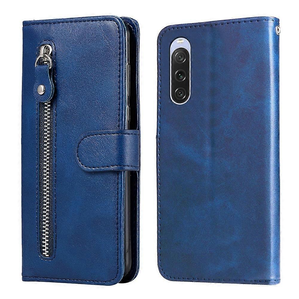 Calf Texture Zipper PU Case For Sony Xperia 10 V