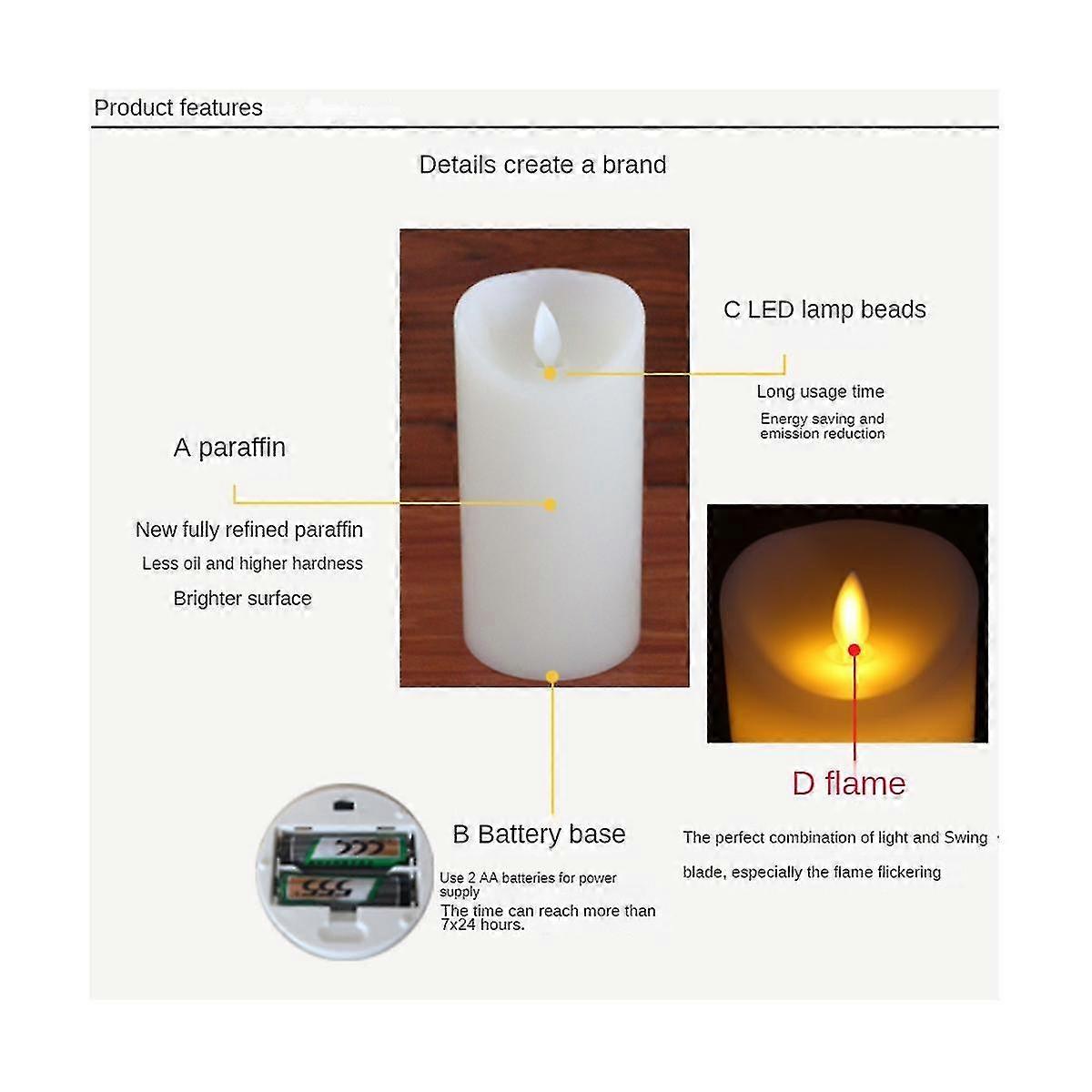 Remote Control LED Electronic Candle Light Set Simulation Swing 10 Buttons Remote Control Timer Candle Lights,B