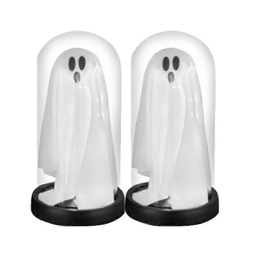 Light Up Ghost in Cloche, Light Up Ghost & Skull Plastic Cloche Halloween, Ghost with Light,Halloween Decorations