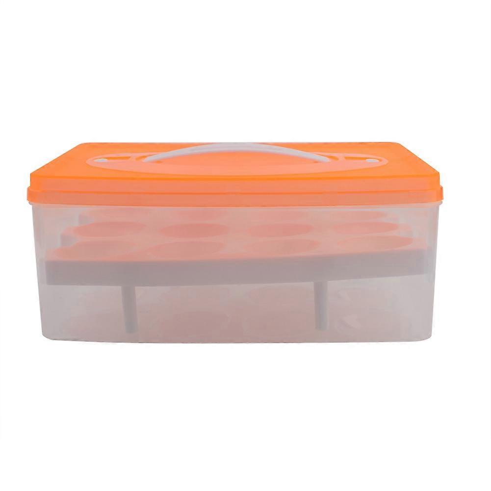 Double Layer 24 Grids Eggs Storage Box Kitchen Home Case Holder Container Organizer (Orange)