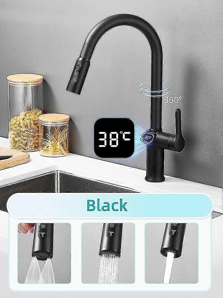 High qualityTemperature Digital Display Faucet Kitchen Faucet Single Handle Pull Out Spout Kitchen Sink Mixer Hot And Cold Water Taps