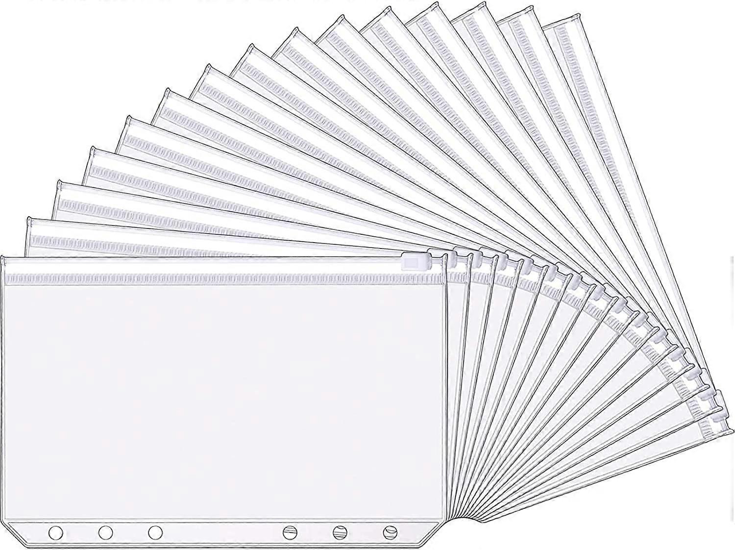 8 Packs A6 Size 6 Holes Plastic File Pockets Zipper File Folders Waterproof