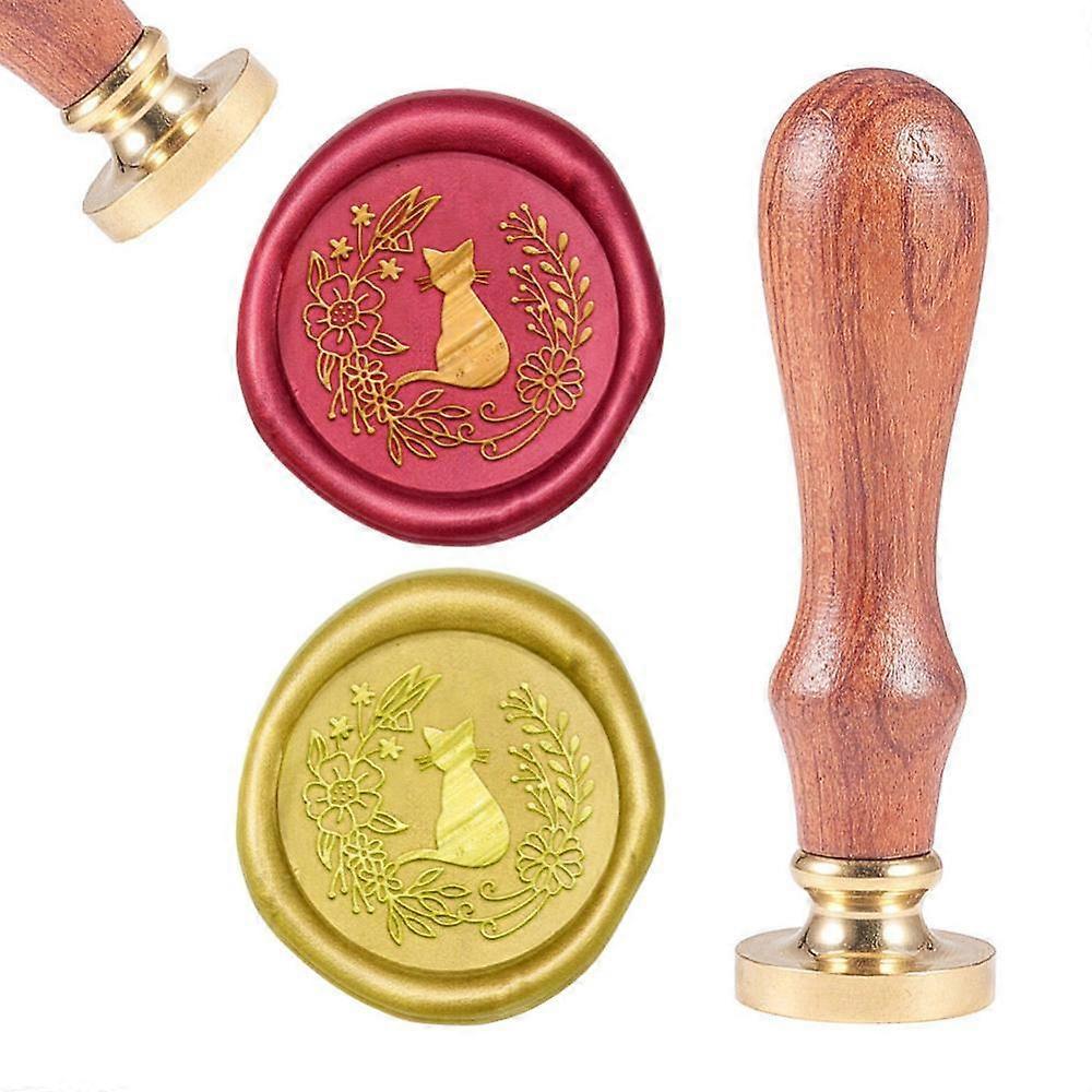 Cat pattern Wax Seal Stamp With Removable Vintage Retro Brass Head
