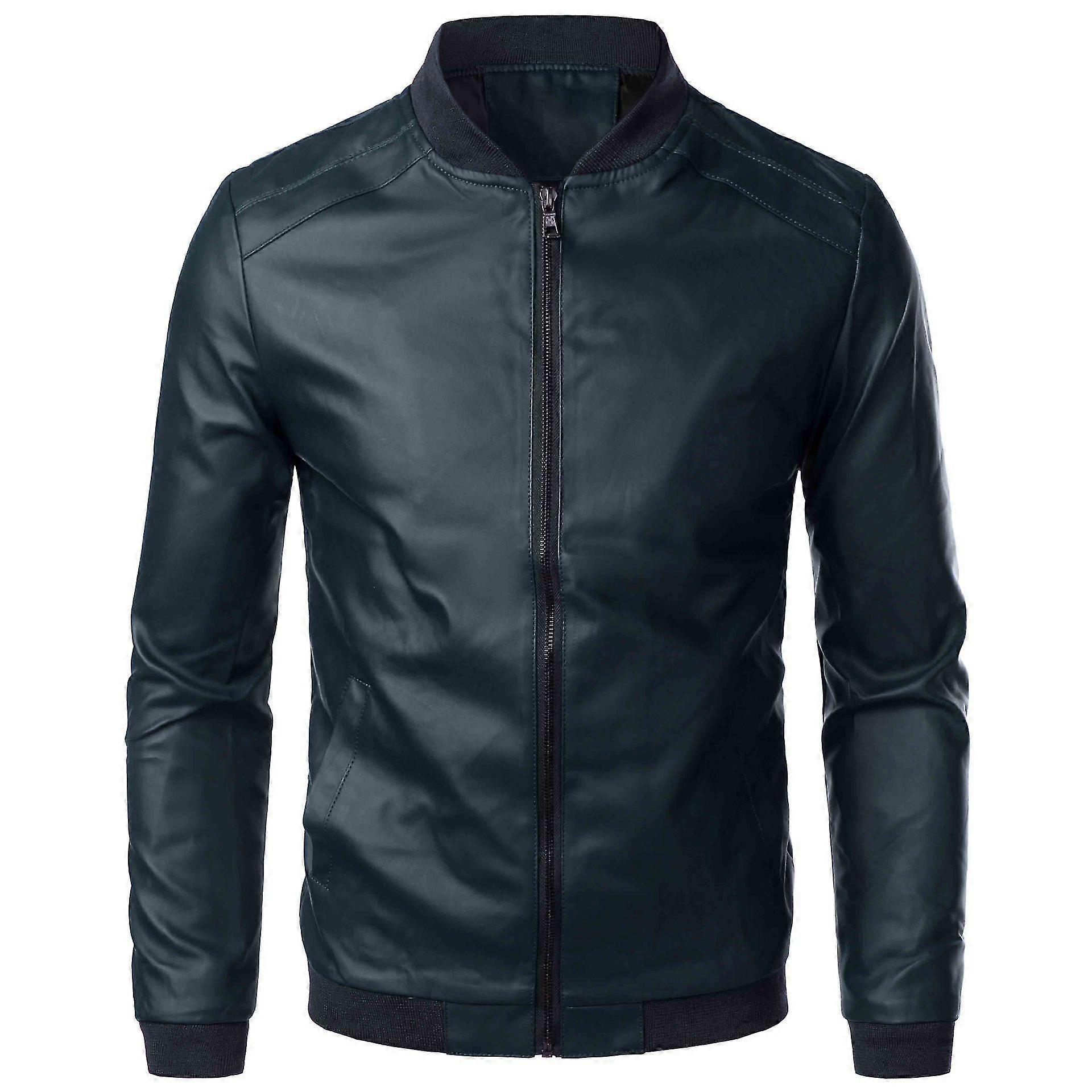 Leather Jacket Slim-fit Pu Leather Stand Collar Jacket Men's
