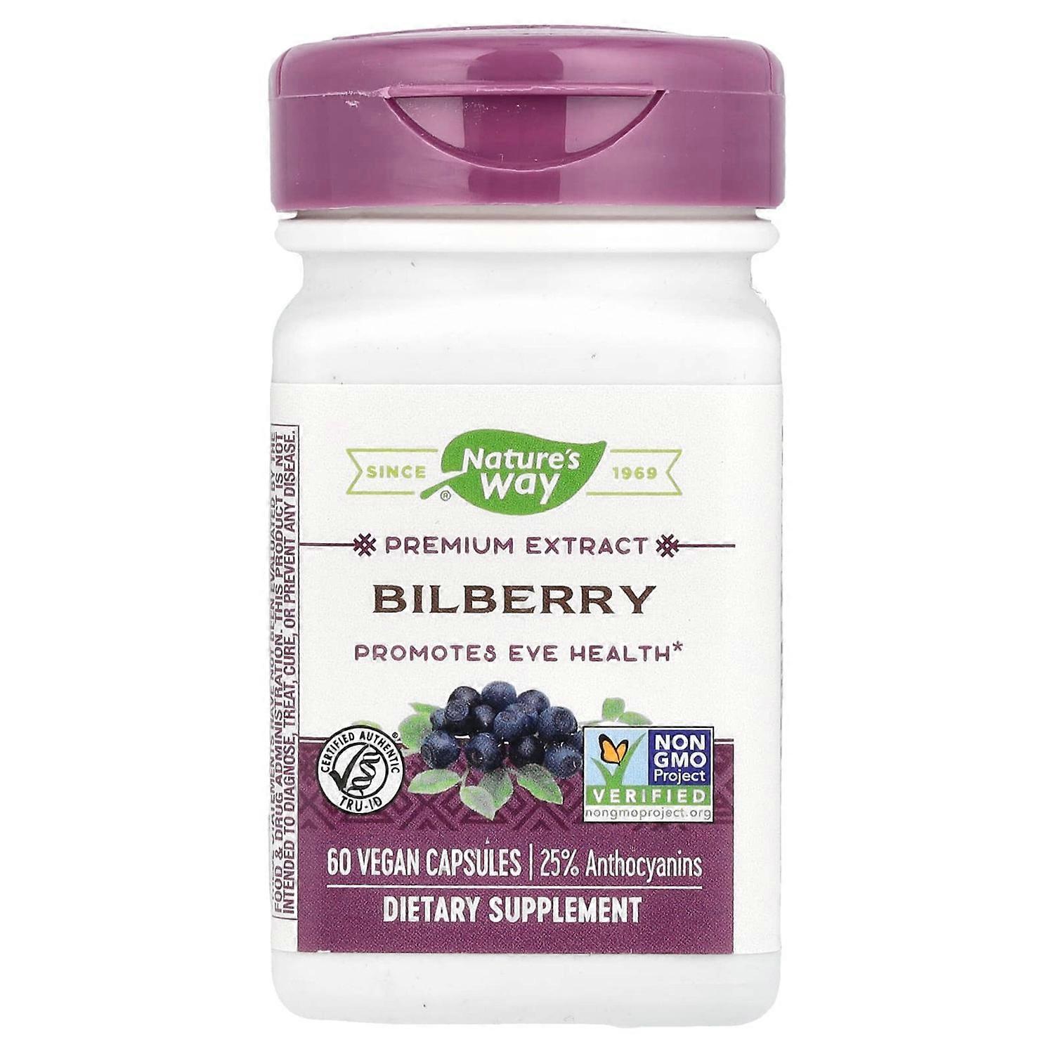 Nature's Way, Bilberry, Premium Extract, 60 Vegan Capsules