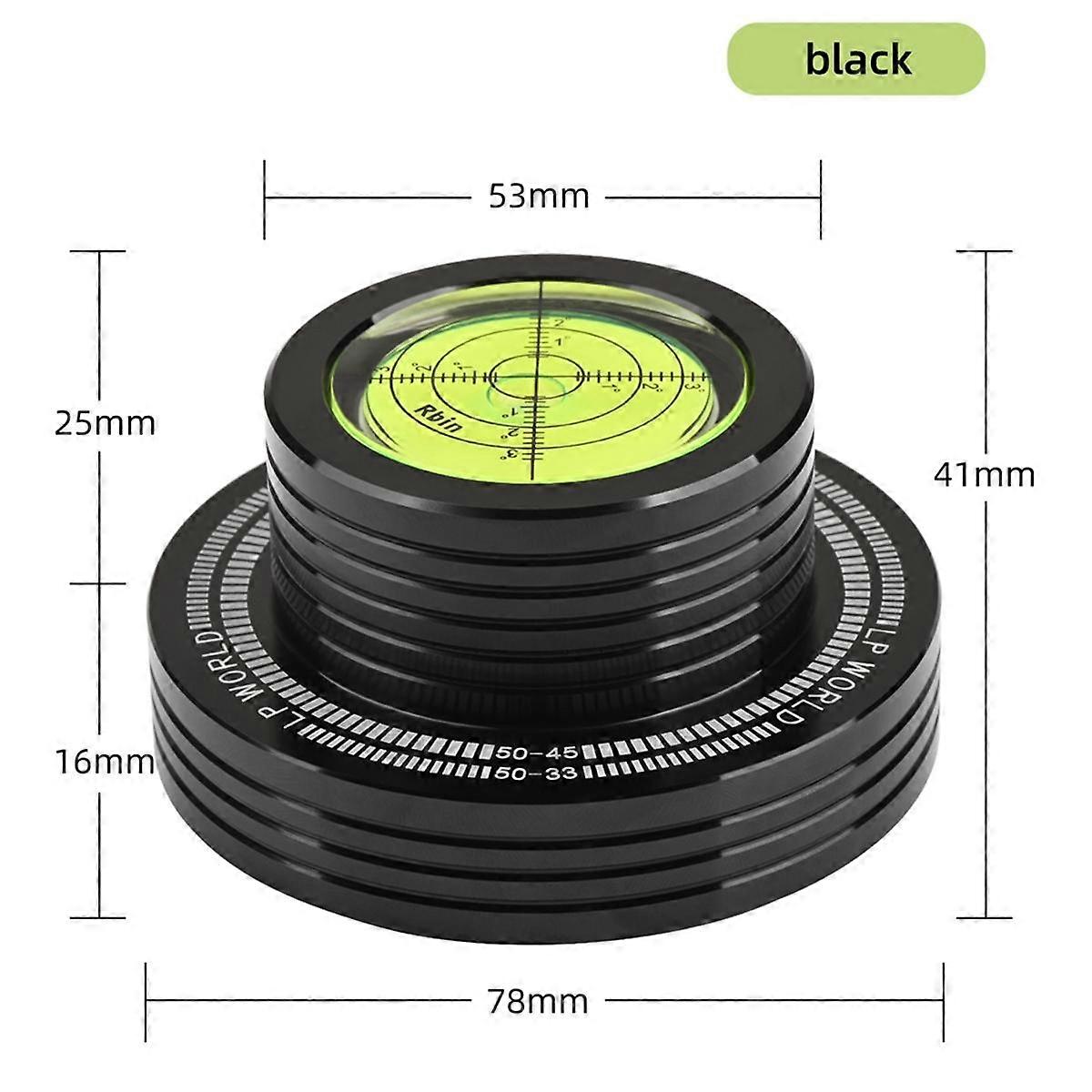 50Hz LP Vinyl Record Player Turntable Stabilizer with Level Aluminum Alloy Weight Clamp LP Player Disc Stabilizer Black